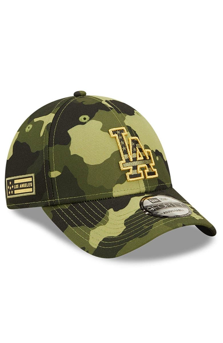 New Era Men's New Era Camo Los Angeles Dodgers 2022 Armed Forces Day 9FORTY Snapback Adjustable Hat, Main, color, 