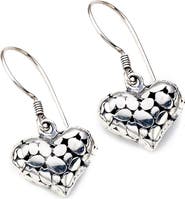 SAMUEL B. Sterling Silver Dot Heart Shaped Drop Earrings