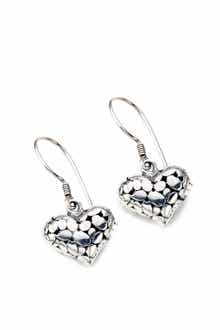 Sterling Silver Dot Heart Shaped Drop Earrings