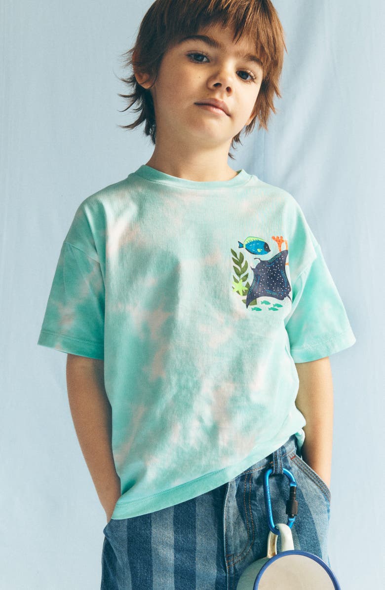 Mini Boden Kids' Graphic T-Shirt, Alternate, color, Tie Dye Coral Reef