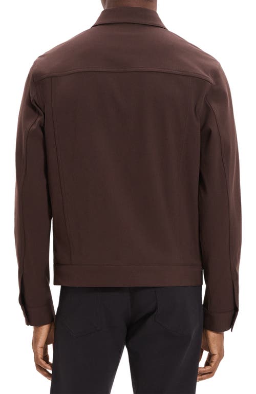 Theory River Cotton Blend Twill Trucker Jacket In Brown