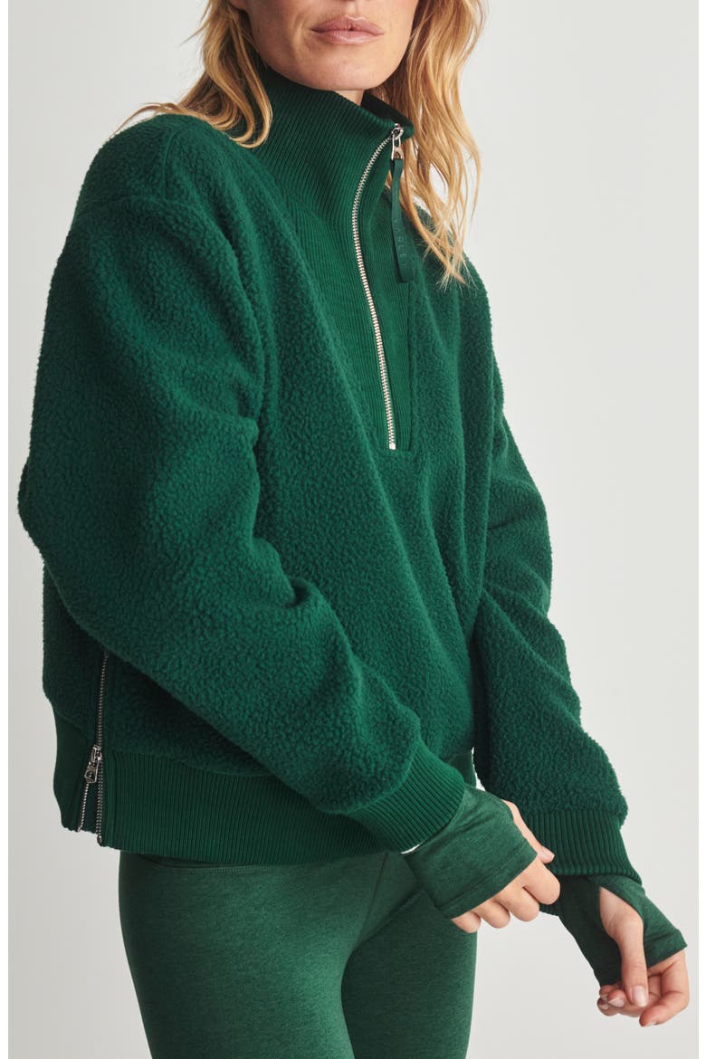 Jaylin High Pile Fleece Half-Zip Pullover, Alternate, color, RAIN FOREST