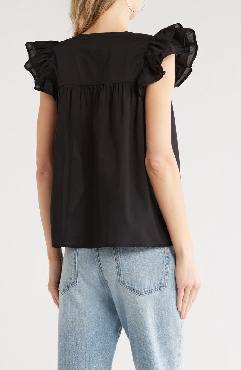 Melrose and Market Short Sleeve Eyelet Top, Alternate, color, Black