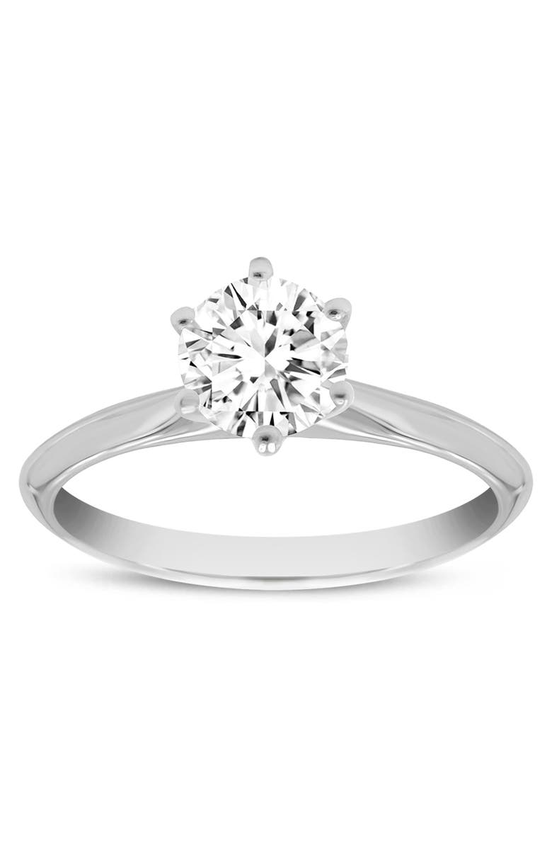 LuvMyJewelry Clara 14K White Gold Round Lab Grown Diamond Solitaire Engagement Ring - 0.75 ctw, Main, color, 14K White Gold