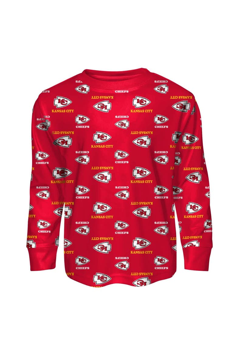 Toddler Outerstuff Red Kansas City Chiefs All-Over-Print Long Sleeve T-Shirt and Pants Sleep Set, Alternate, color, Red