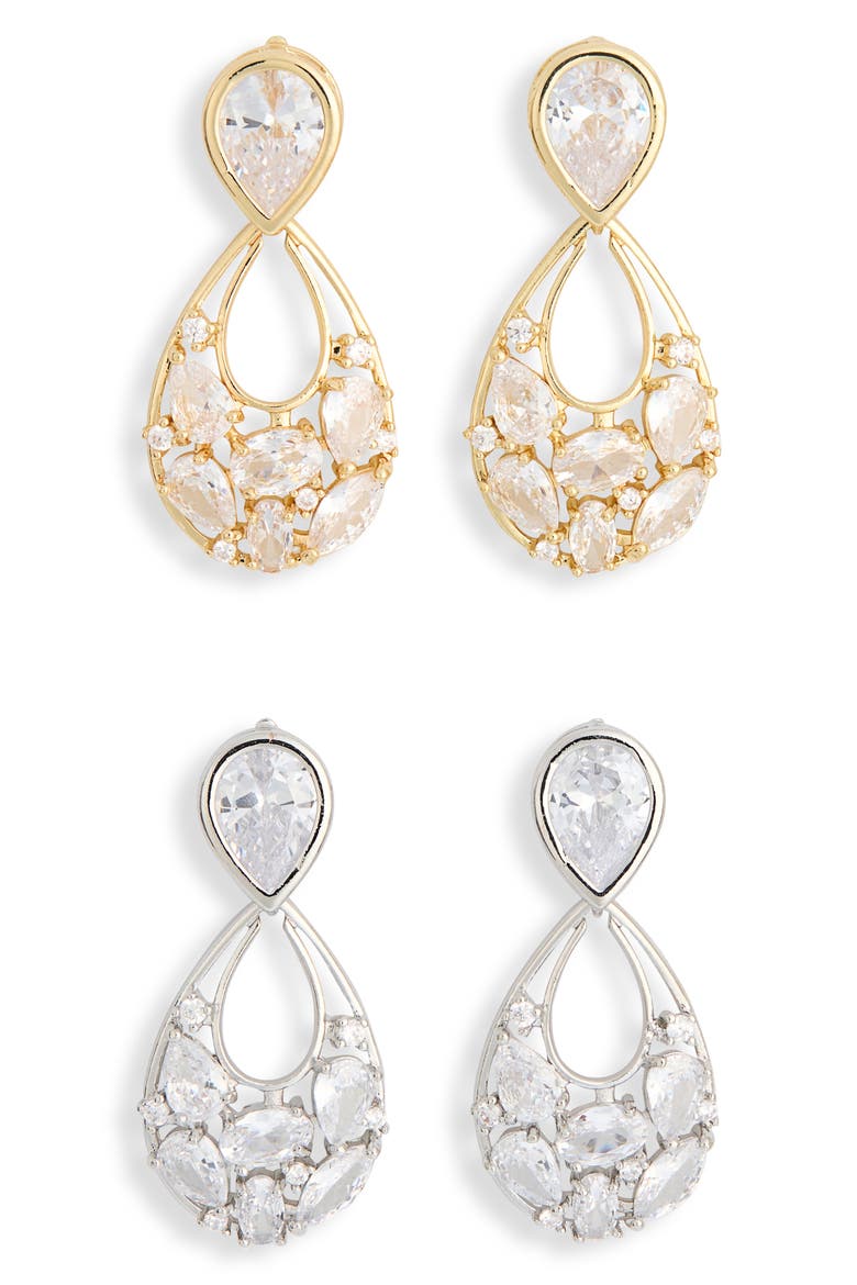 2-Pack Teardrop Earrings, Main, color, GOLD/ SILVER