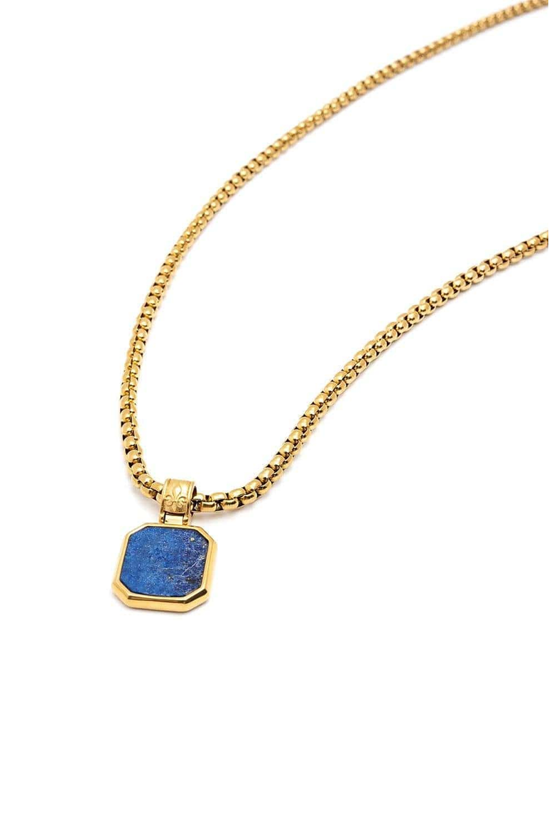 Square Lapis Pendant Necklace, Main, color, Blue Lapis / Gold