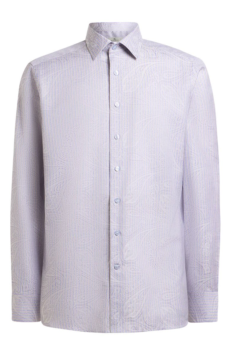 Etro Roma Regular Fit Stripe Paisley Jacquard Cotton Dress Shirt, Alternate, color, Var. Multicolor F.do Viola