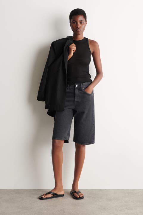 Chord Straight-leg Denim Shorts