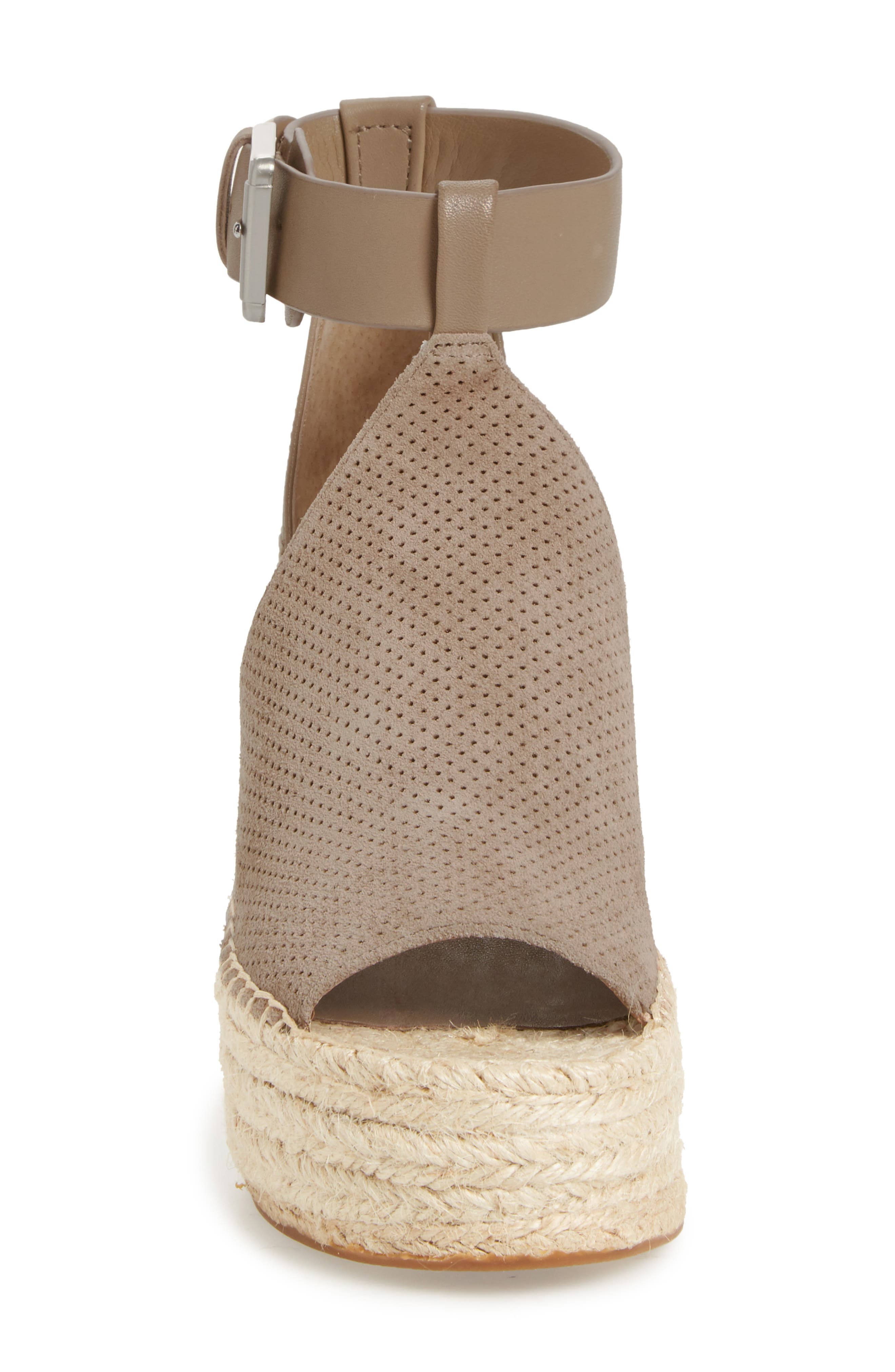 Annie Perforated Espadrille Platform Wedge, Alternate, color, MUSHROOM SUEDE