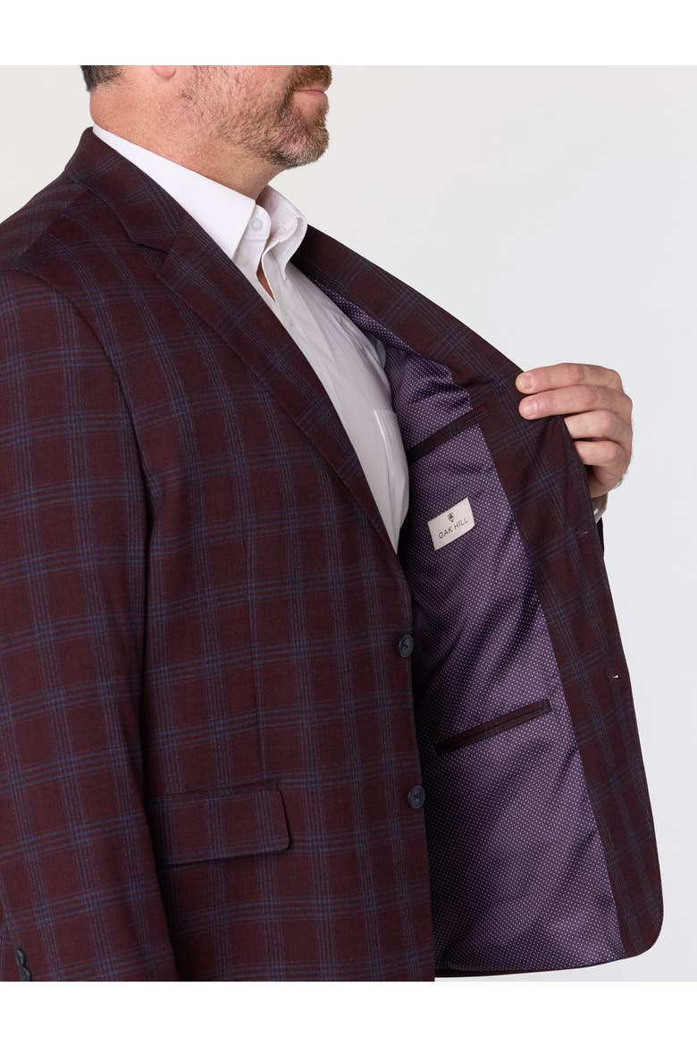 Big & Tall Large Plaid Jacket-Relaxer Sport Coat, Alternate, color, BURGUNDY