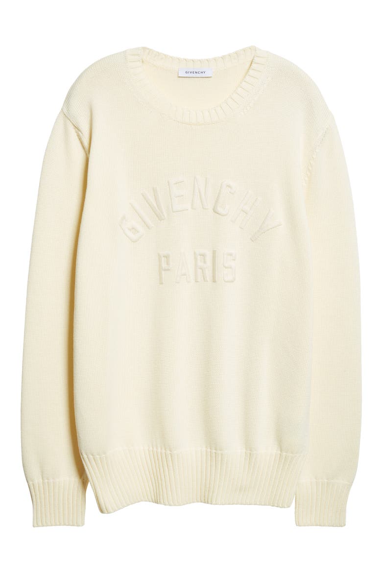 Embroidered Logo Crewneck Sweater, Alternate, color, ECRU