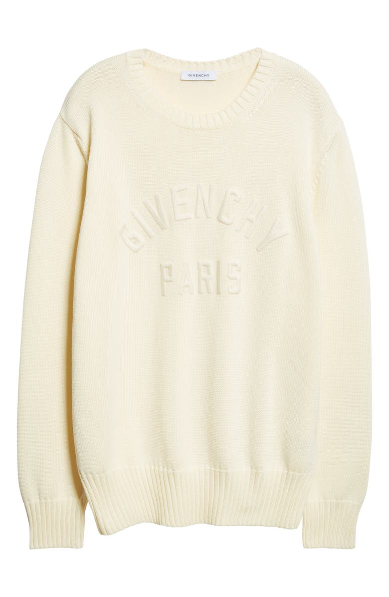 Givenchy Embroidered Logo Crewneck Sweater, Alternate, color, Ecru