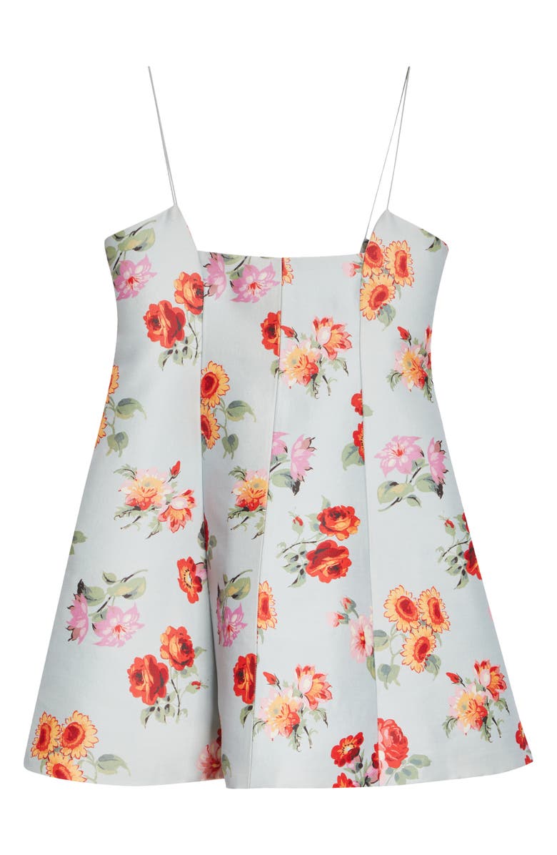Brandon Maxwell The Zinnia Floral Virgin Wool & Silk Faille Trapeze Minidress, Alternate, color, Light Blue Floral