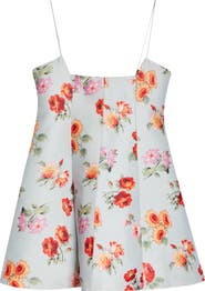 Brandon Maxwell The Zinnia Floral Virgin Wool & Silk Faille Trapeze Minidress