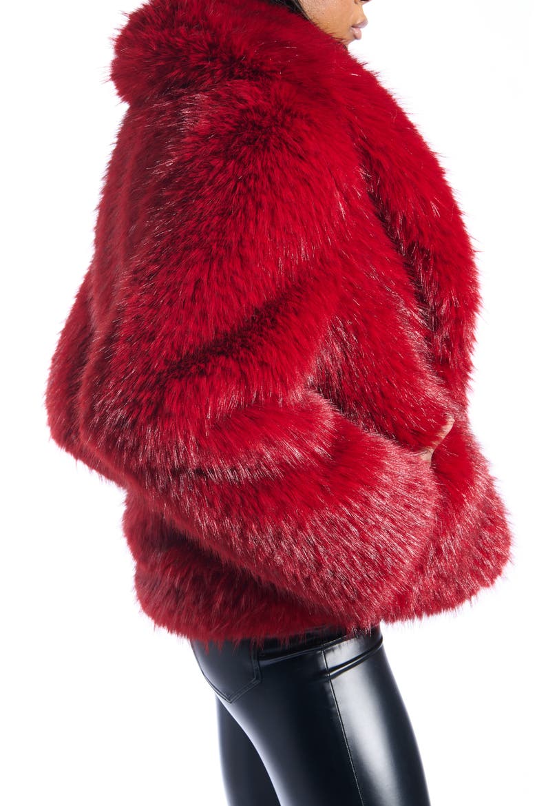 Simona Faux Fur Coat, Alternate, color, RED