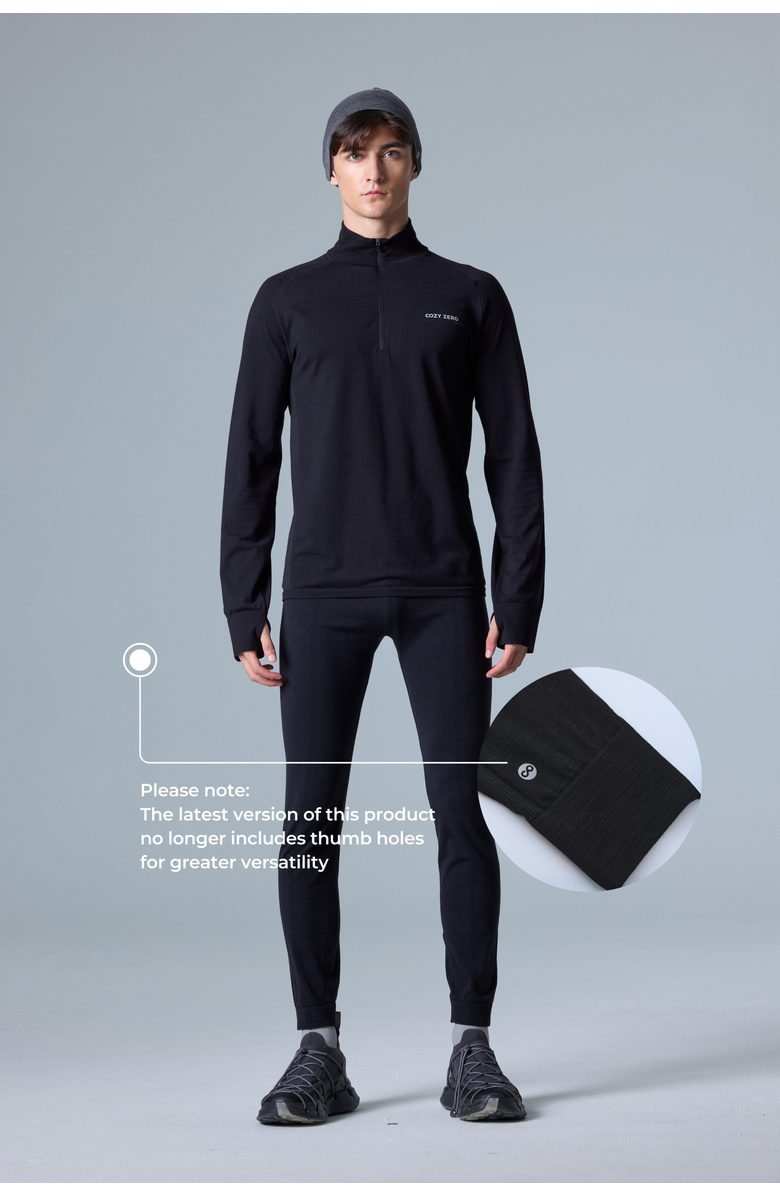 COZY ZERO Tech Merino Classic Fit Half Zip Long Sleeve Base Layer, Alternate, color, Black