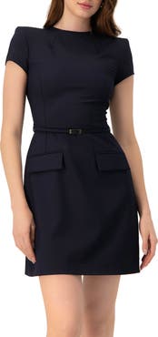 IVONNE Short Dress with Belt And Faux Pockets