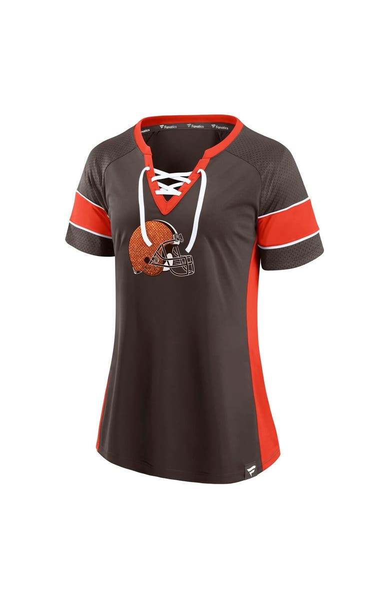 FANATICS Women's Fanatics Brown Cleveland Browns Athena Lace-Up Top, Alternate, color, Brown
