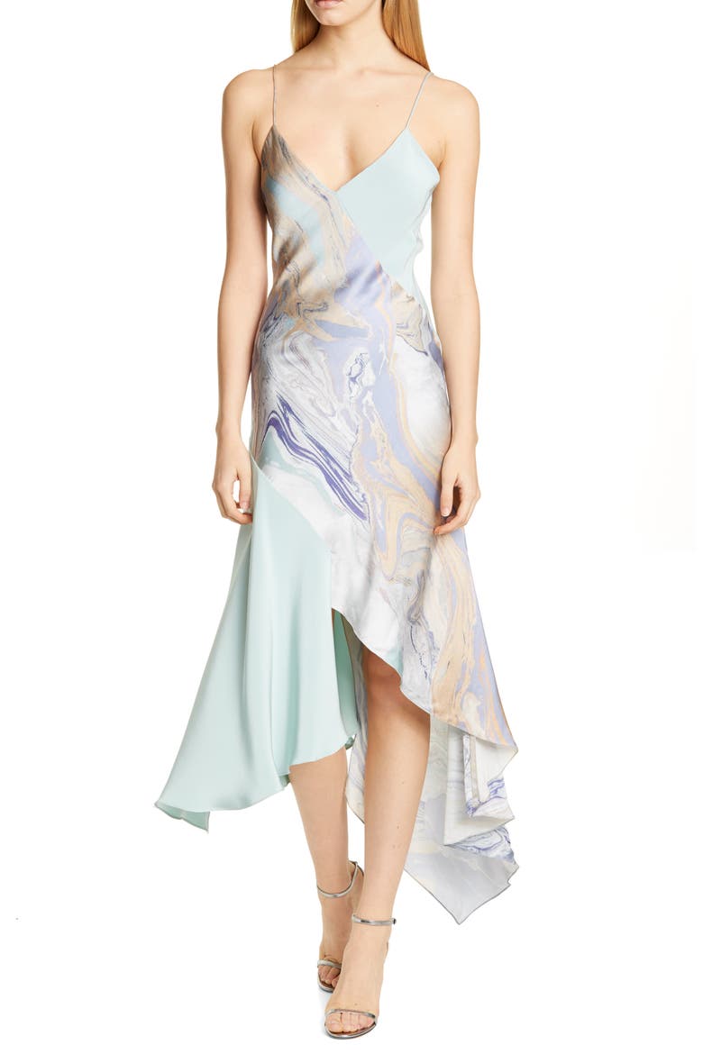 Asymmetrical Slipdress, Main, color, WATER MARBLE PRINT/ SEA GREEN
