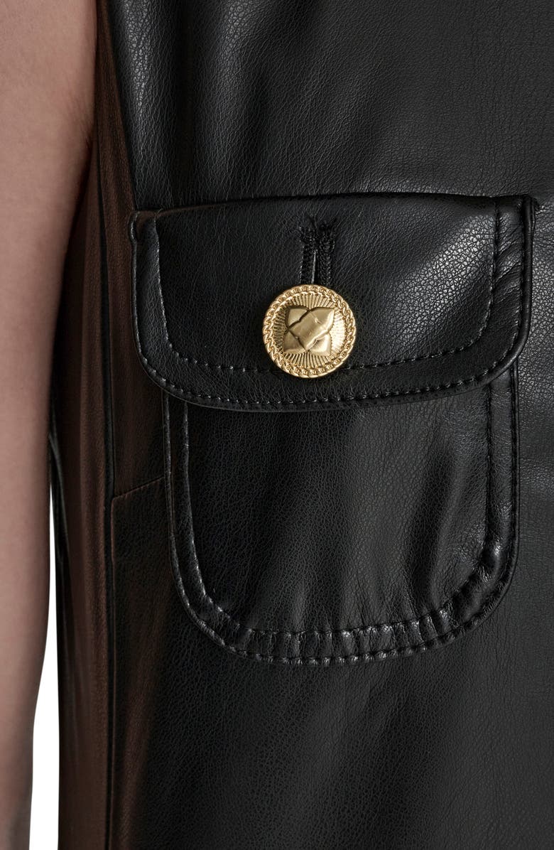 BCBG Sleeveless Faux Leather Minidress, Alternate, color, Black