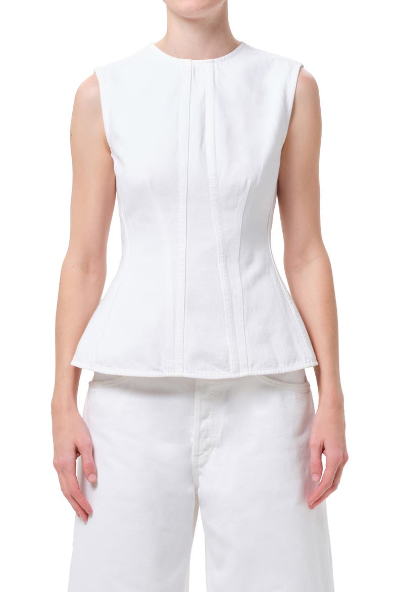Corbin Denim Shell Top, Main, color, MARSHMALLOW CLEAN WHITE