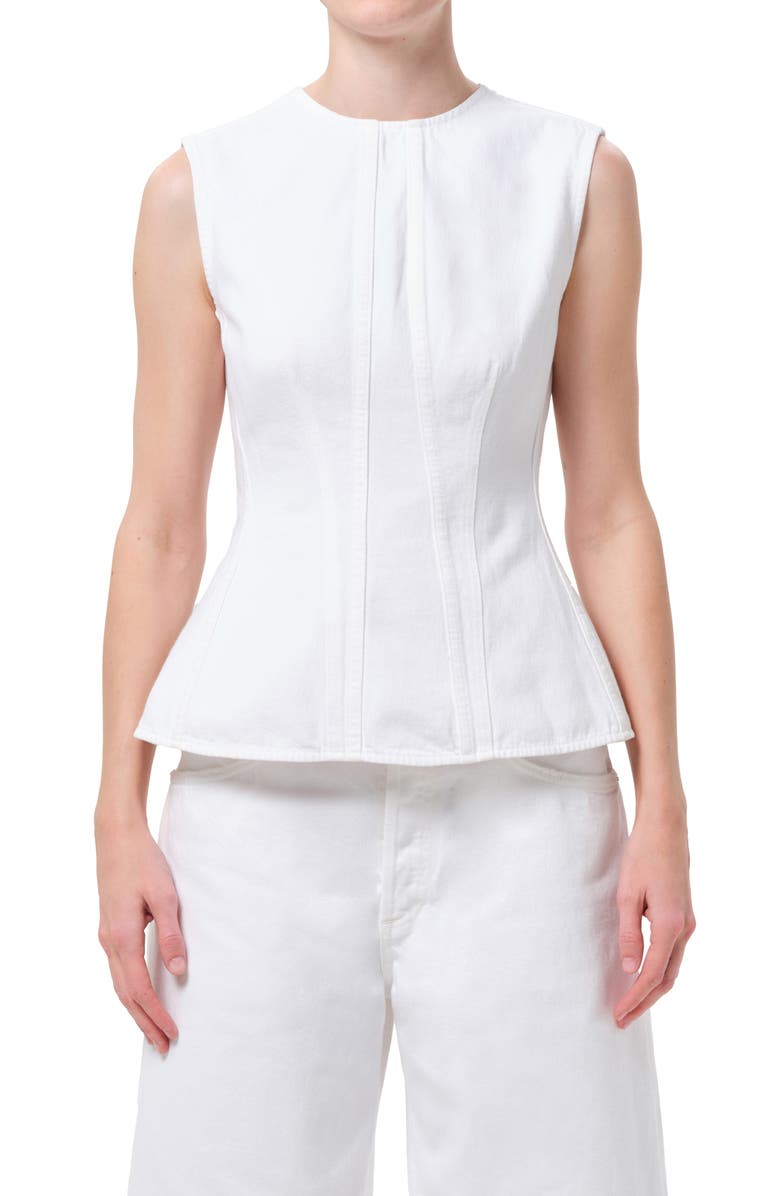AGOLDE Corbin Denim Shell Top, Main, color, Marshmallow Clean White