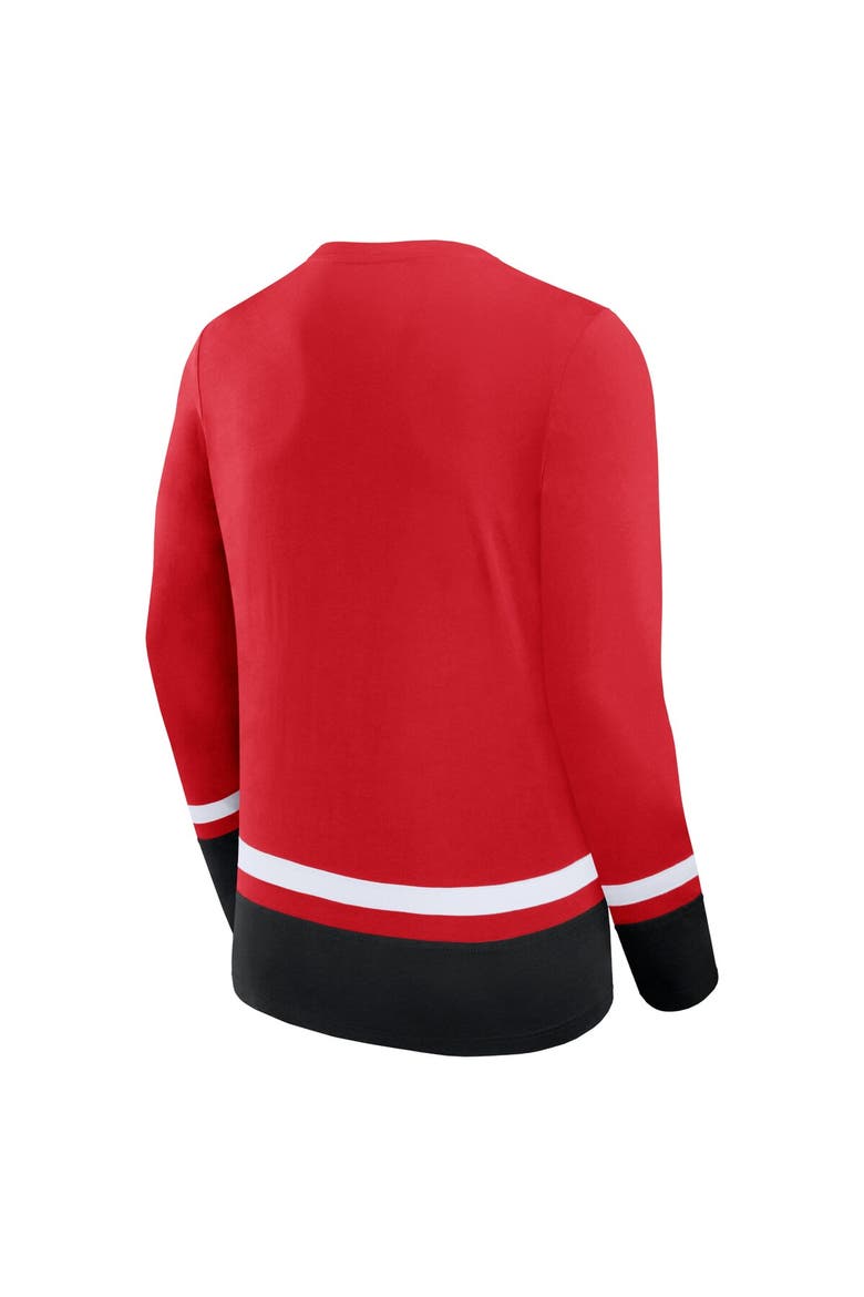 Men's Fanatics Branded Red New Jersey Devils Back Pass Lace-Up Long Sleeve T-Shirt, Alternate, color, Red