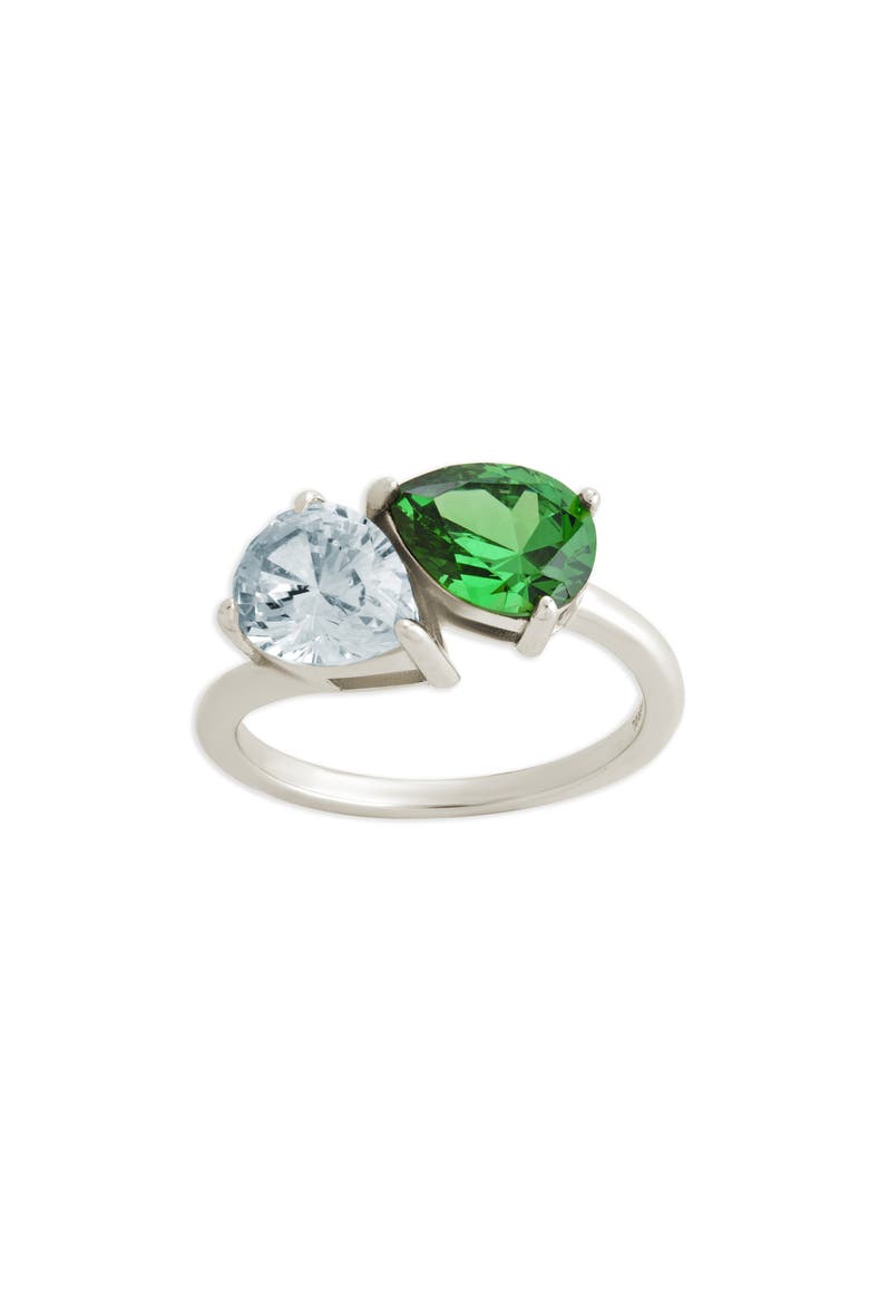 Toi Et Moi Cubic Zirconia Ring, Main, color, SILVER