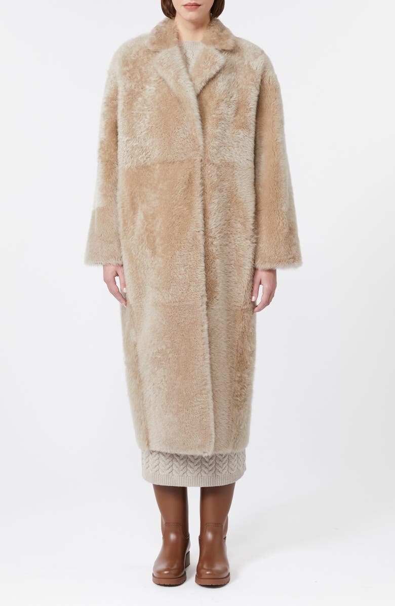 Max Mara Azzurro Genuine Shearling Coat, Main, color, Beige