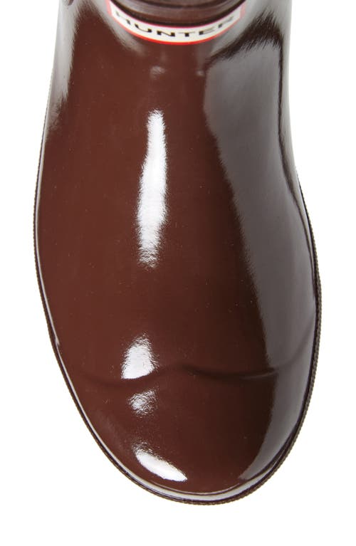 Shop Hunter Original Gloss Waterproof Chelsea Boot In Brown Bolt