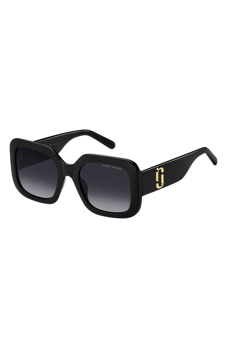 Marc Jacobs 53mm Gradient Polarized Square Sunglasses, Alternate, color, Black Grey/ Gray Polar
