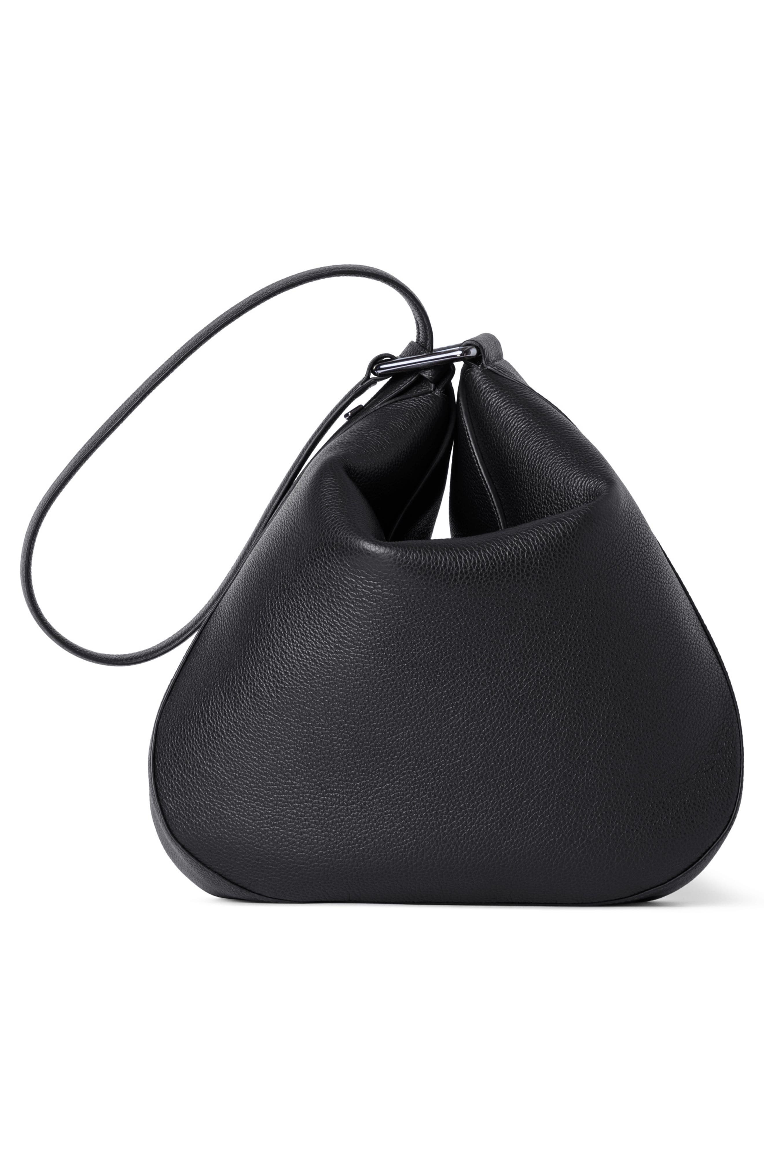 Akris Medium Anna Leather Hobo Bag, Alternate, color, 009 Black