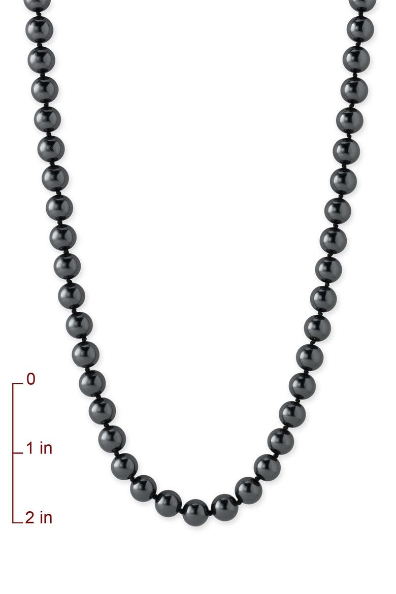 10mm Glass Pearl Extra Long Strand Necklace, Alternate, color, BLACK