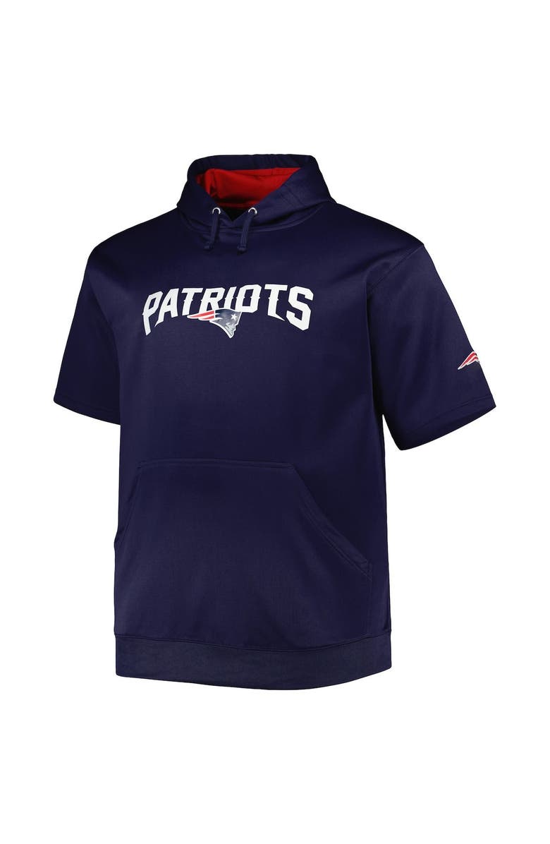 PROFILE Men's Mac Jones Navy New England Patriots Big & Tall Short Sleeve Pullover Hoodie, Alternate, color, 