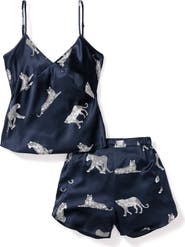 Petite Plume Panther Print Mulberry Silk Short Pajamas