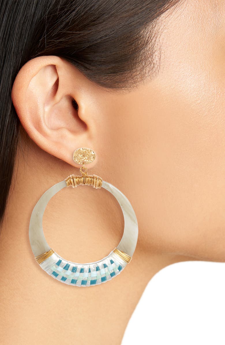 Gas Bijoux Lodge Raffia Hoop Earrings, Alternate, color, 