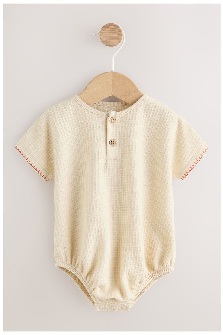 Embroidered Romper & Henley T-Shirt Set, Alternate, color, YELLOW