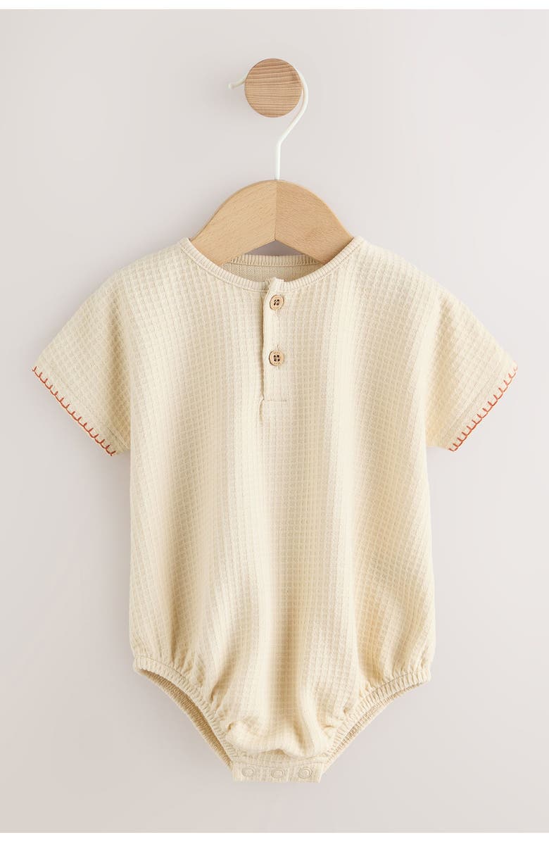NEXT Embroidered Romper & Henley T-Shirt Set, Alternate, color, Yellow