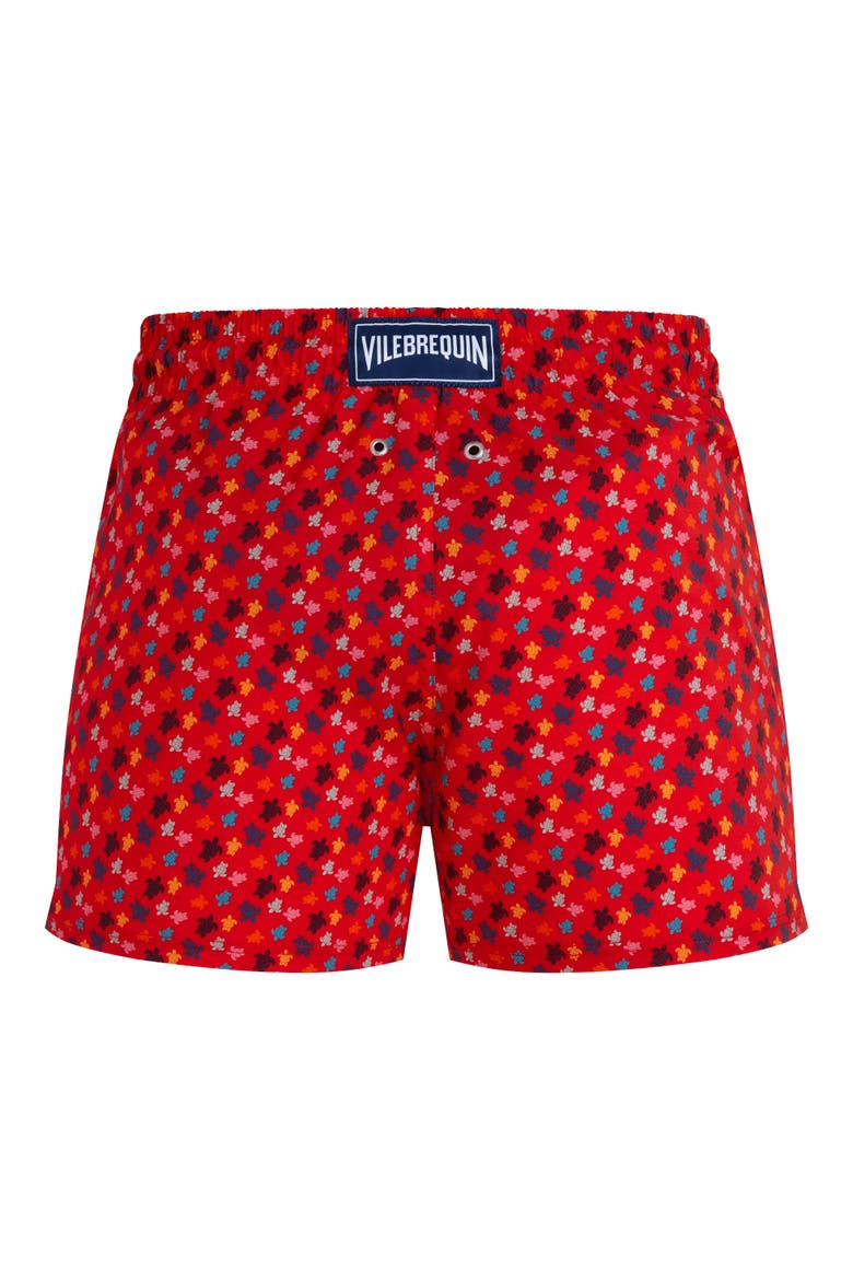 Men's Micro Ronde Des Tortues Rainbow Stretch Swim Shorts, Alternate, color, COQUELICOT
