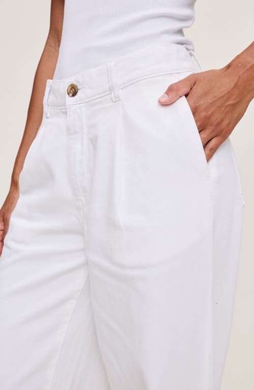 Dl1961 Isabel Pleated Mid Rise Wide Leg Cotton & Linen Jeans In White Vintage