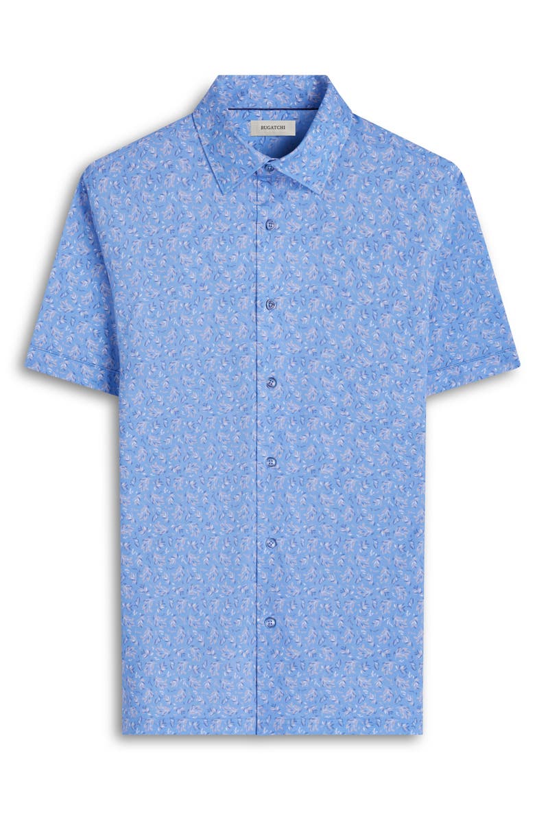 Bugatchi Milo OoohCotton<sup>®</sup> Print Short Sleeve Button-Up Shirt, Alternate, color, Air Blue