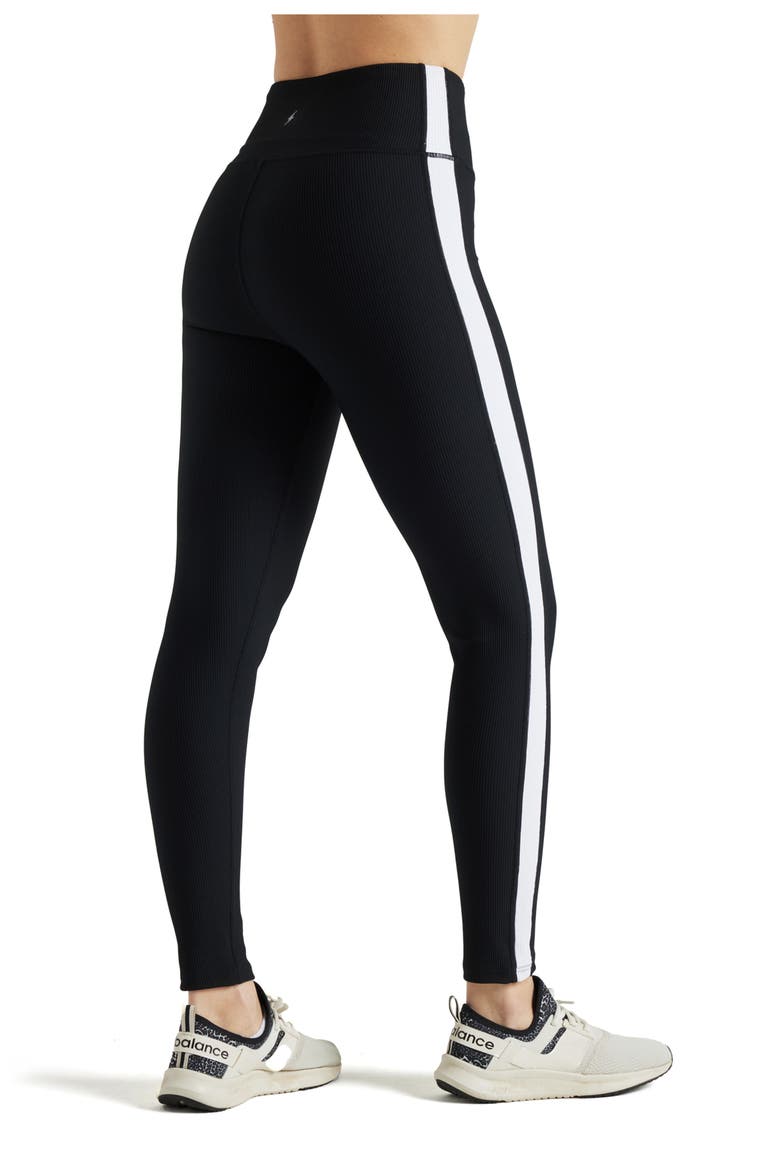 Color Block Rib Legging, Alternate, color, Black/White