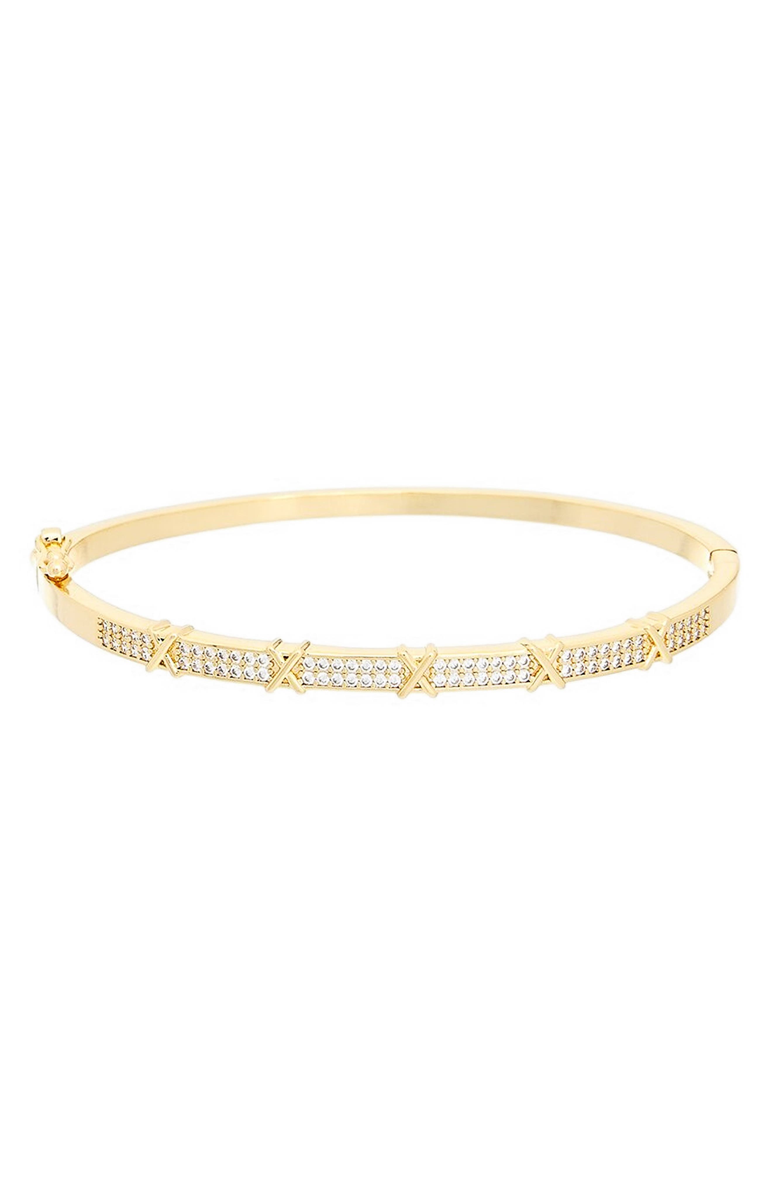 Cubic Zirconia X-Motif Hinge Bangle