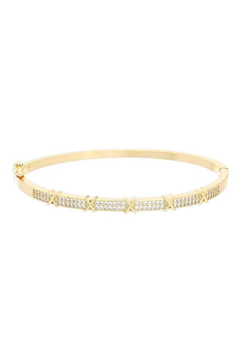 Cubic Zirconia X-Motif Hinge Bangle, Main, color, YELLOW