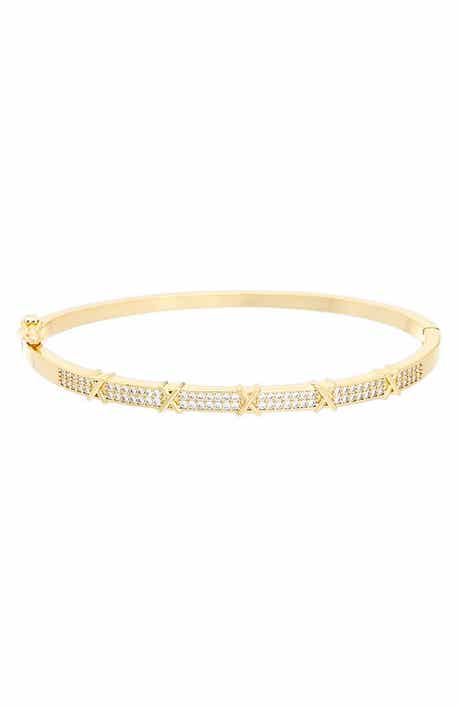 Cubic Zirconia X-Motif Hinge Bangle