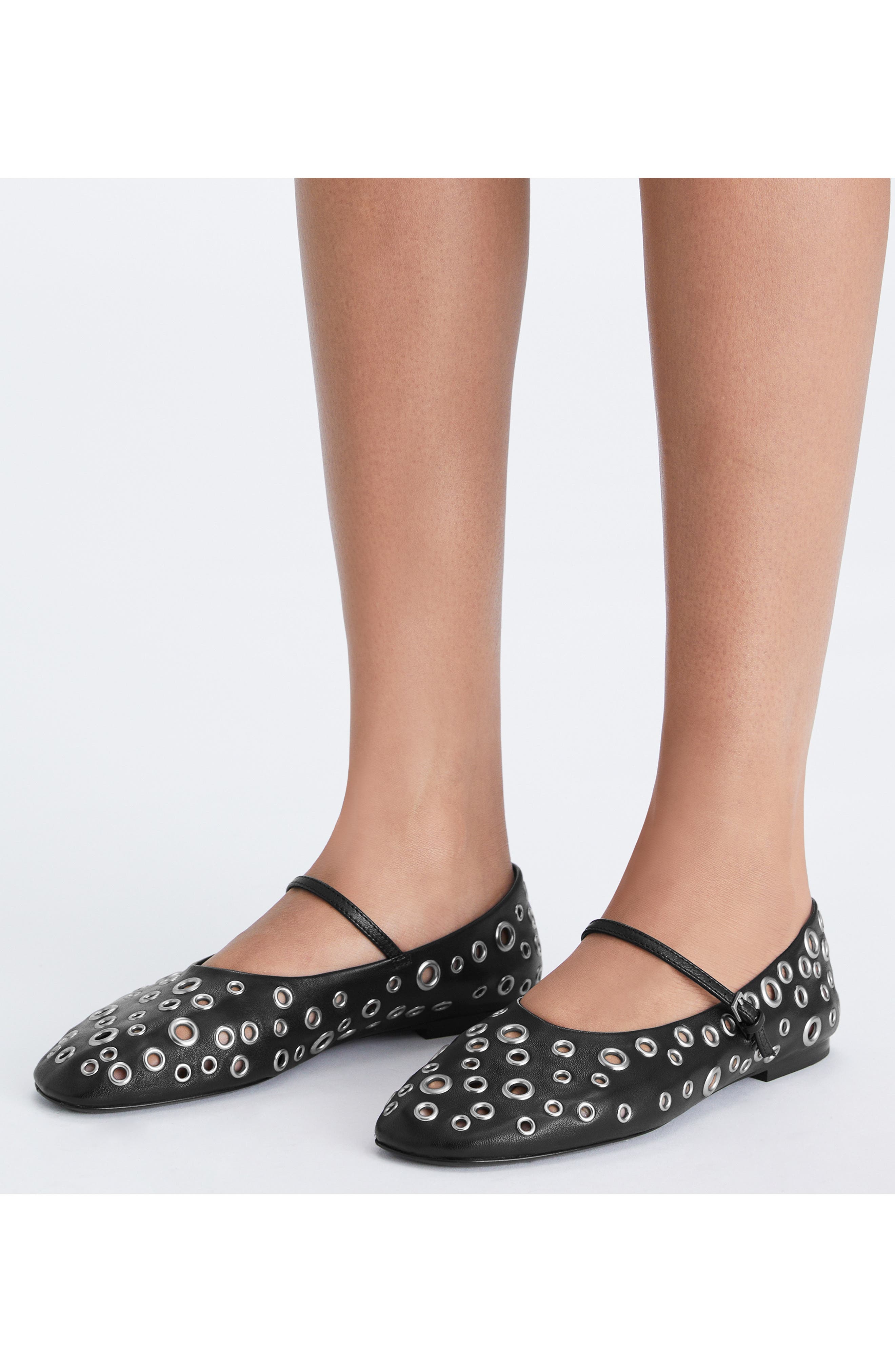 Eyelet Mary Jane Ballet Flat, Alternate, color, PERFECT BLACK