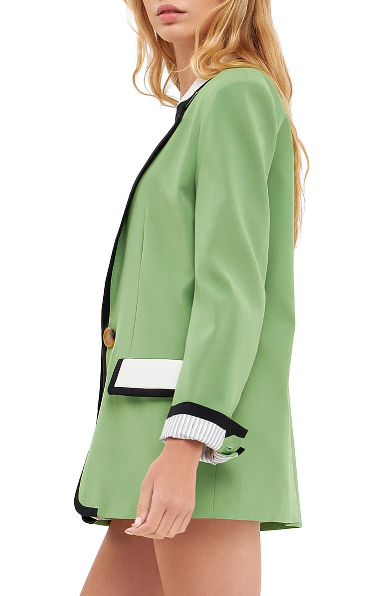 English Factory Binding Detail Drapey Blazer, Alternate, color, 