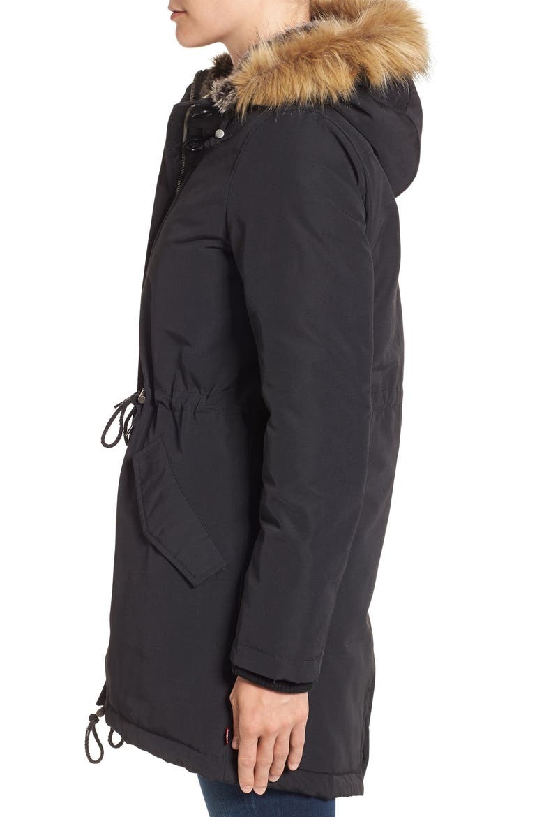 Levi's® Faux Fur Trim Heavyweight Parka, Alternate, color, BLACK