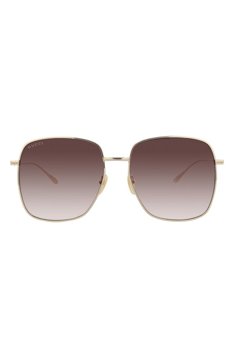 Gucci 59mm Oversize Square Sunglasses, Main, color, Gold Gold Red